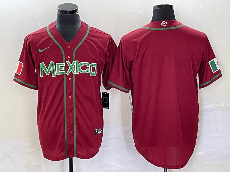 Men 2023 World Cub Mexico Blank Red Nike MLB Jersey16